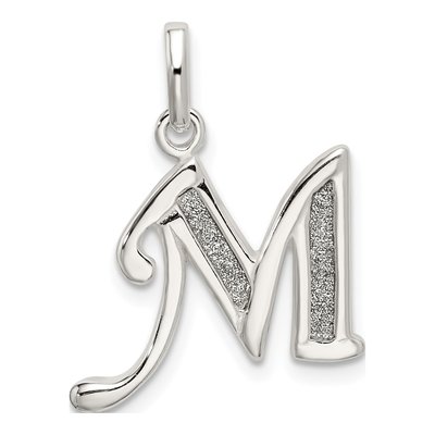 Sterling Silver Glitter Enamel Letter M Charm
