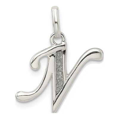 Sterling Silver Glitter Enamel Letter N Charm