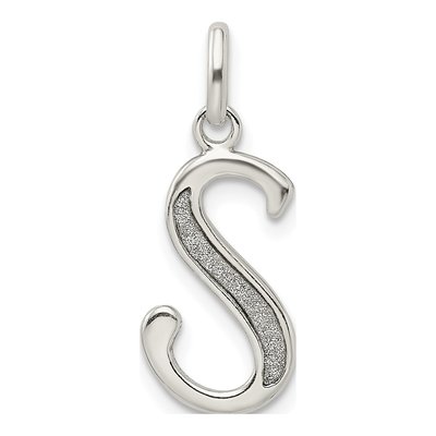 Sterling Silver Glitter Enamel Letter S Charm