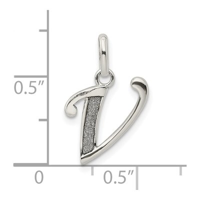 Sterling Silver Glitter Enamel Letter V Charm – view 4