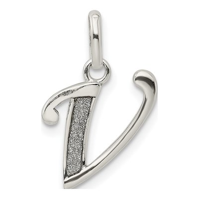 Sterling Silver Glitter Enamel Letter V Charm