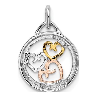 Sterling Silver Tri-Tone Hearts Pendant – view 4