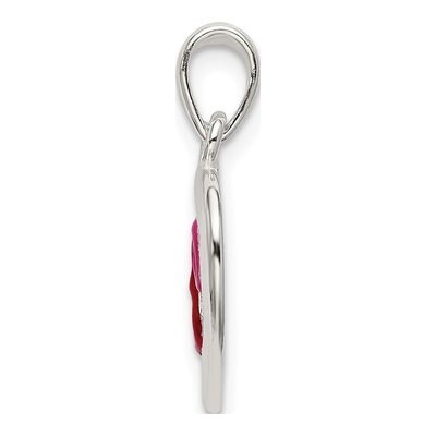 Sterling Silver Red Pink Enamel Hearts Pendant – view 3