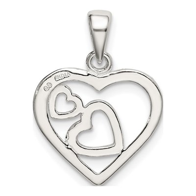 Sterling Silver Red Pink Enamel Hearts Pendant – view 4
