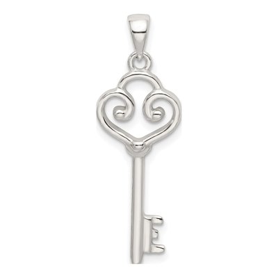 Sterling Silver Heart Key Pendant