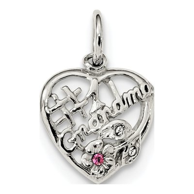 Sterling Silver CZ Grandma Number 1 Pendant