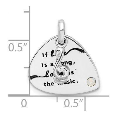 Sterling Silver Crystal Antique Guitar Pendant – view 5