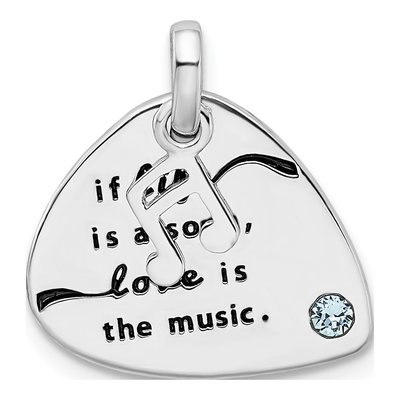 Sterling Silver Crystal Guitar Pick Pendant
