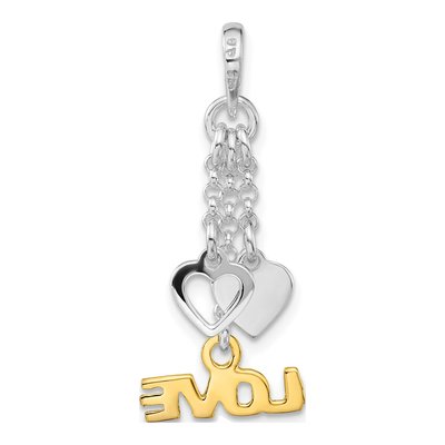 Gold-Plated Sterling Silver Love Hearts Dangle Pendant – view 3