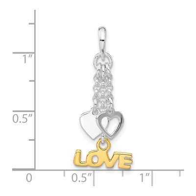 Gold-Plated Sterling Silver Love Hearts Dangle Pendant – view 4