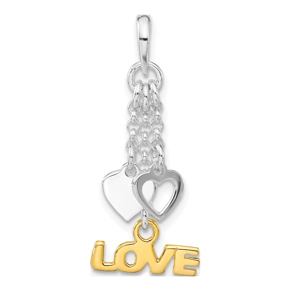 Gold-Plated Sterling Silver Love Hearts Dangle Pendant