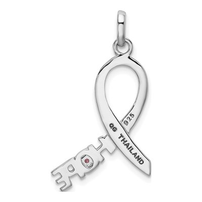 Sterling Silver CZ Hope Ribbon Pendant – view 4