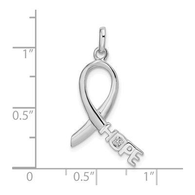 Sterling Silver CZ Hope Ribbon Pendant – view 5