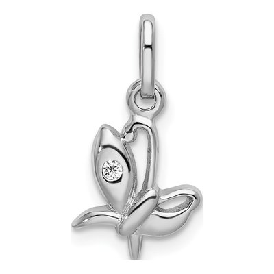 Sterling Silver CZ Butterfly Pendant