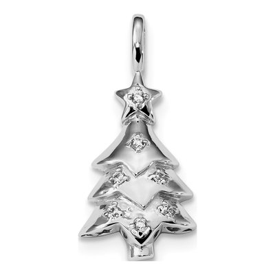 Sterling Silver CZ Christmas Tree Pendant