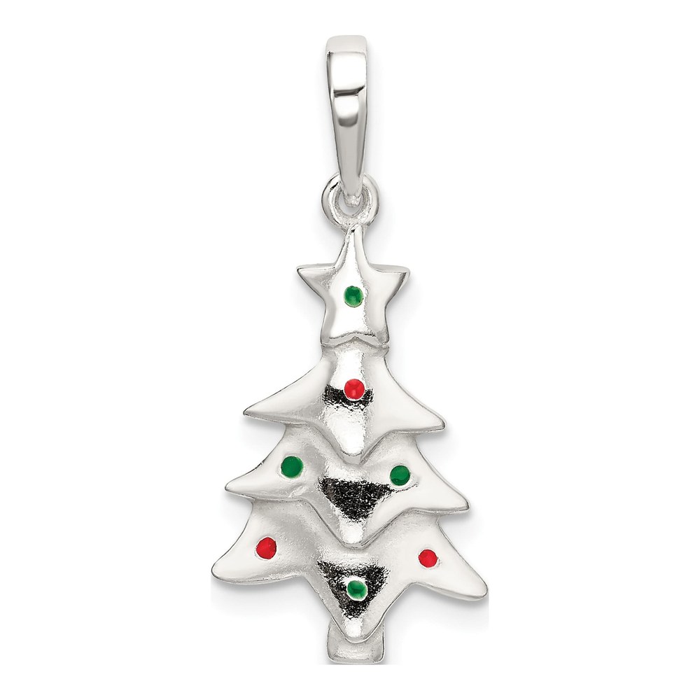 Sterling Silver Enameled Christmas Tree Pendant