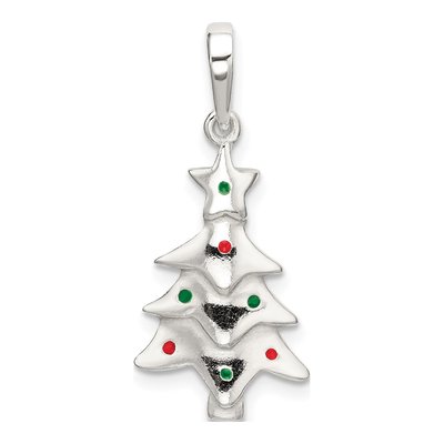 Sterling Silver Enameled Christmas Tree Pendant