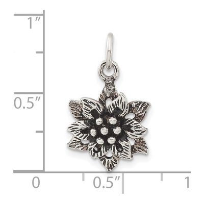 Sterling Silver Antiqued Flower Pendant – view 4