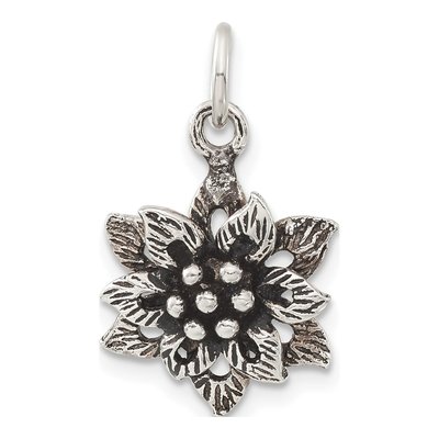 Sterling Silver Antiqued Flower Pendant