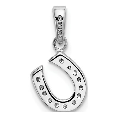 Sterling Silver CZ Horseshoe Pendant – view 4