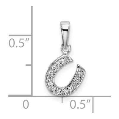 Sterling Silver CZ Horseshoe Pendant – view 5