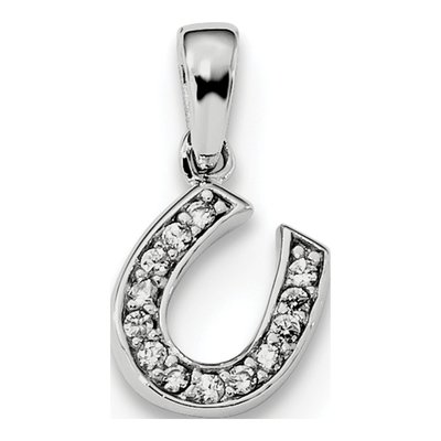 Sterling Silver CZ Horseshoe Pendant