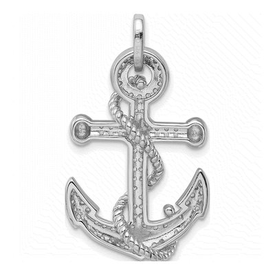 Sterling Silver CZ Anchor Pendant – view 4