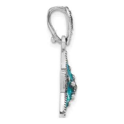 Sterling Silver Blue Epoxy Marcasite Star Pendant – view 2