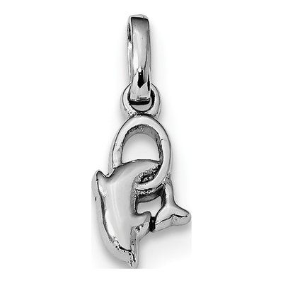 Sterling Silver Dolphin Diving Hoop Charm