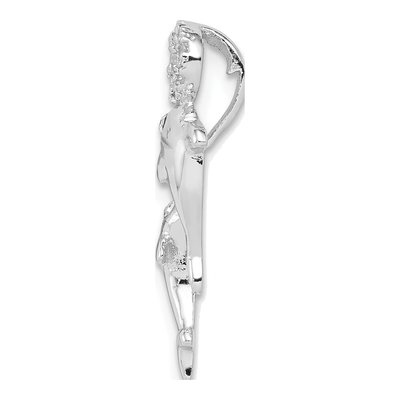 Sterling Silver Crystal Dolphins Slide Pendant – view 3
