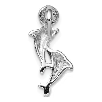 Sterling Silver Crystal Dolphins Slide Pendant – view 4
