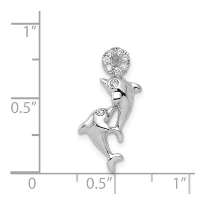 Sterling Silver Crystal Dolphins Slide Pendant – view 5