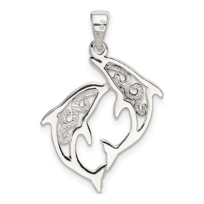 Sterling Silver Filigree Dolphins Pendant – view 4