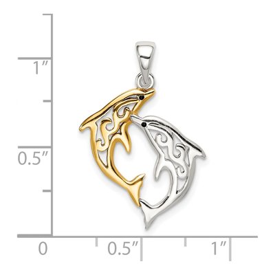 Sterling Silver Filigree Dolphins Pendant – view 5