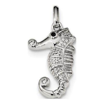 Sterling Silver CZ Seahorse Pendant