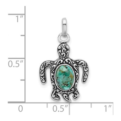 Sterling Silver Reconstructed Turquoise Turtle Pendant – view 5