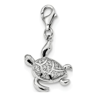 Sterling Silver CZ Sea Turtle Charm