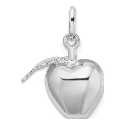 Sterling Silver Puffed Apple Leaf Pendant – view 4