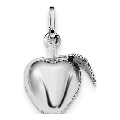 Sterling Silver Puffed Apple Leaf Pendant