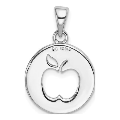 Sterling Silver Enamel Glitter Fabric Apple Cut-Out Pendant – view 4