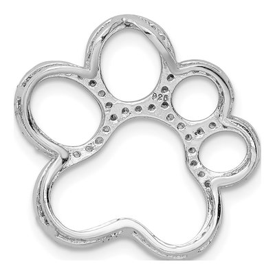 Sterling Silver CZ Paw Print Slide Pendant – view 4