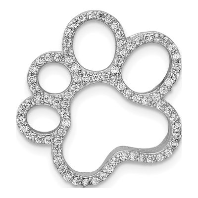 Sterling Silver CZ Paw Print Slide Pendant