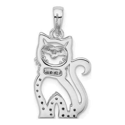 Sterling Silver CZ Cat Pendant – view 4