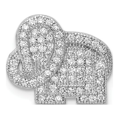Sterling Silver CZ Elephant Slide Pendant
