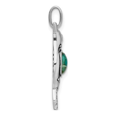 Sterling Silver Turquoise CZ Hummingbird Pendant – view 3