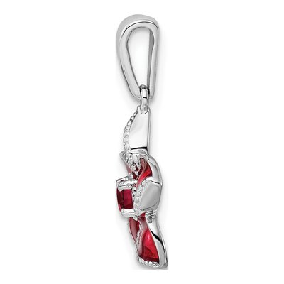 Sterling Silver Lab-Created Ruby Flower Pendant – view 3