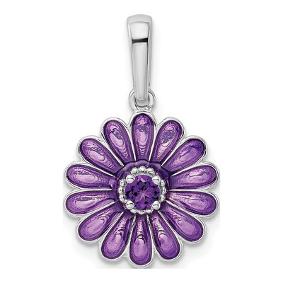 Sterling Silver Amethyst Enamel Pendant