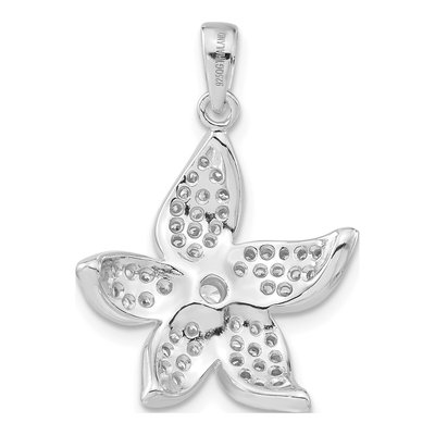 Sterling Silver CZ Flower Pendant – view 3