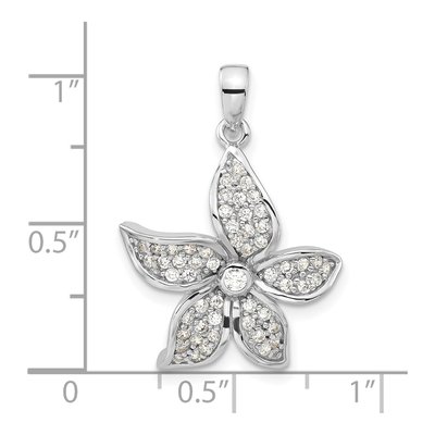 Sterling Silver CZ Flower Pendant – view 4