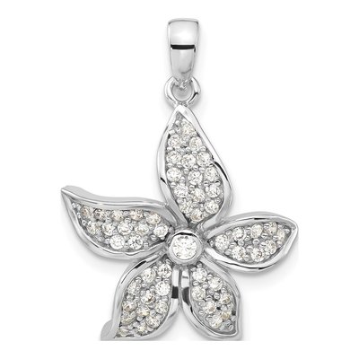 Sterling Silver CZ Flower Pendant